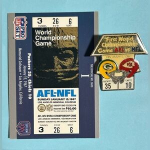 NFL Super Bowl 1 Pin Kansas City vs PACKERS Champions 1990 + ProSet SB Card #1
